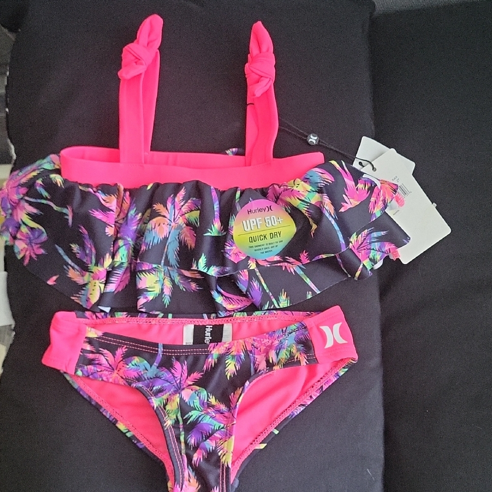 Hurley Kids Swim Set - Black and Pink